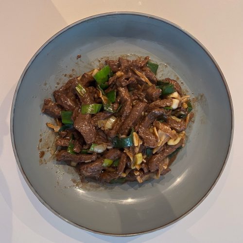 stir fry beef and leeks